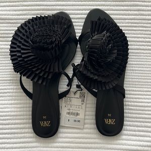 NWT Zara Satin Flower Sandal